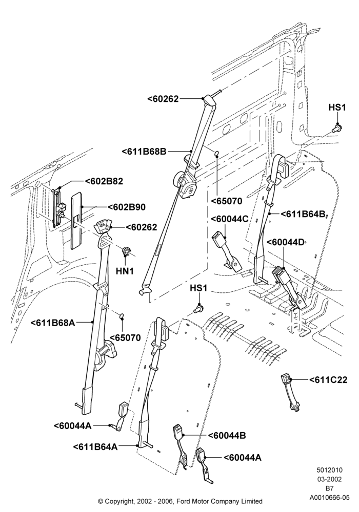 10A - Rear Seat Belts; 18/MAR/2002-02/AUG/2006