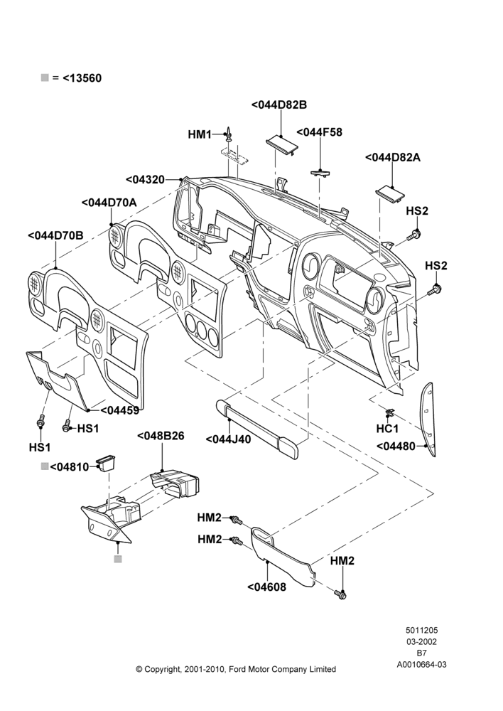 05A - Instrument Panel, Trim Pieces; 18/MAR/2002-02/AUG/2004