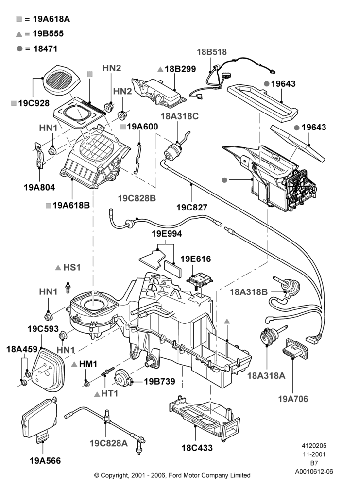 05A - Heater/Air Cond.External Components, Manual Air Conditioning, With Auxiliary Air Conditioning; 18/MAR/2002-11/MAR/2004