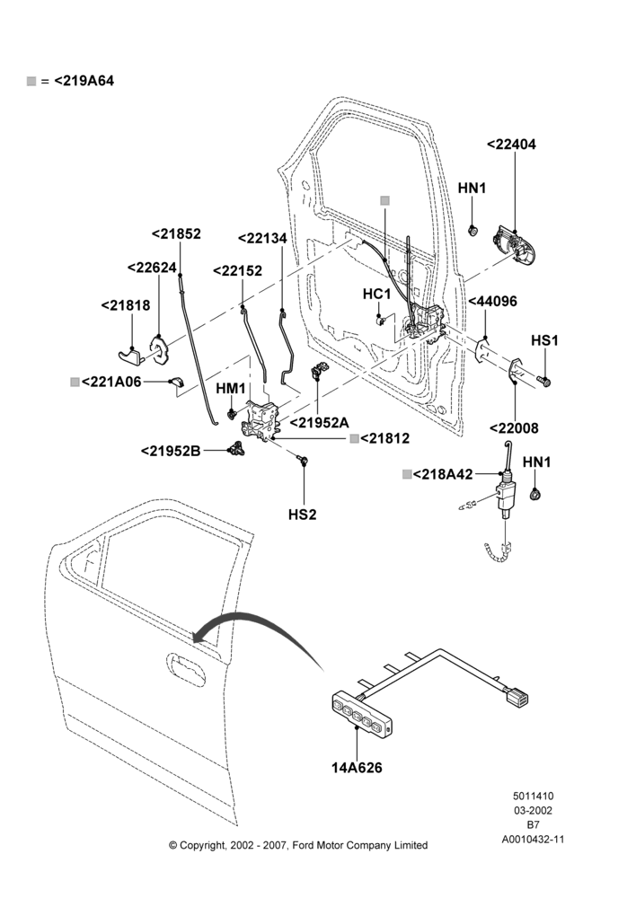 10A - Front Door Lock Controls; 18/MAR/2002-11/AUG/2014