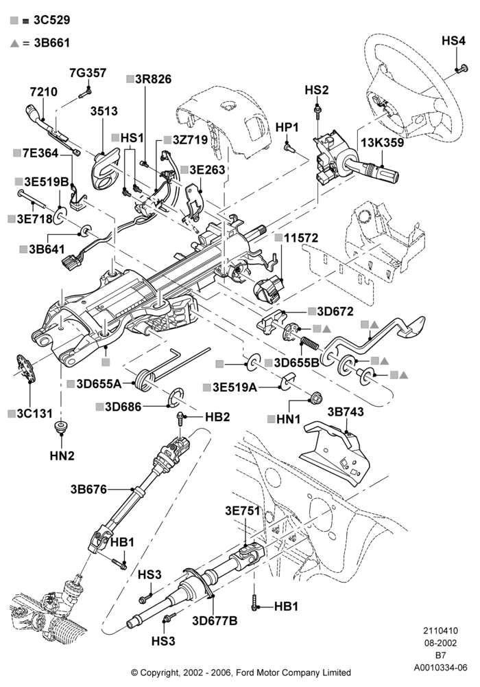 10A - Steering Column And Gear Shift; 18/MAR/2002-02/AUG/2006