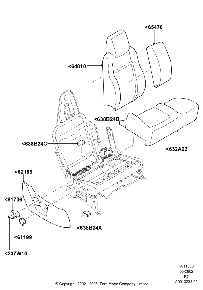 20E - Front Seat Pads/Valances & Heating, Less Temp Control Passenger Seat, With Split Bench Front Seat; 18/MAR/2002-02/AUG/2006