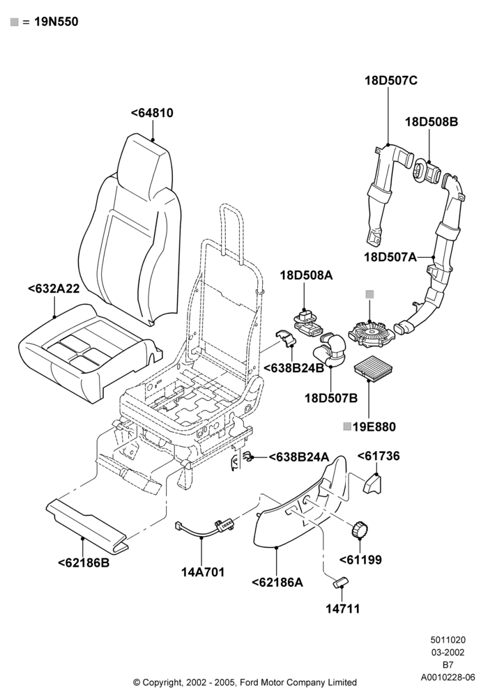 20A - Front Seat Pads/Valances & Heating, With Captain Chair Front Seats, With Temp Control Drivers Seat; 18/MAR/2002-02/AUG/2006