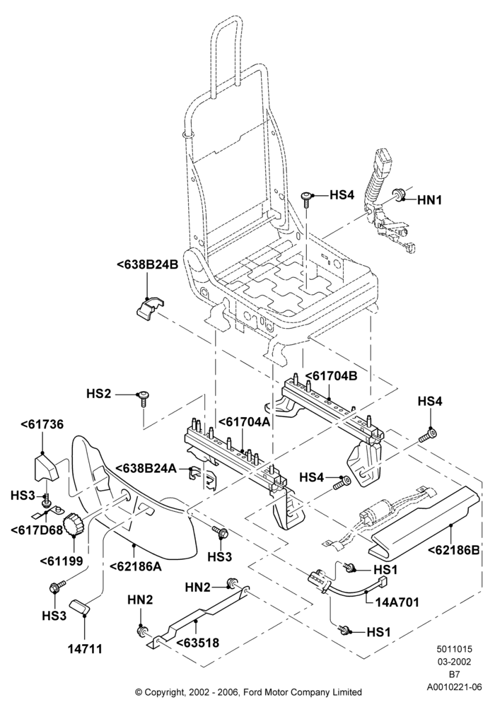15B - Front Seat Base, With Captain Chair Front Seats, With Pass Heated And Cooled Seat; 18/MAR/2002-02/AUG/2006