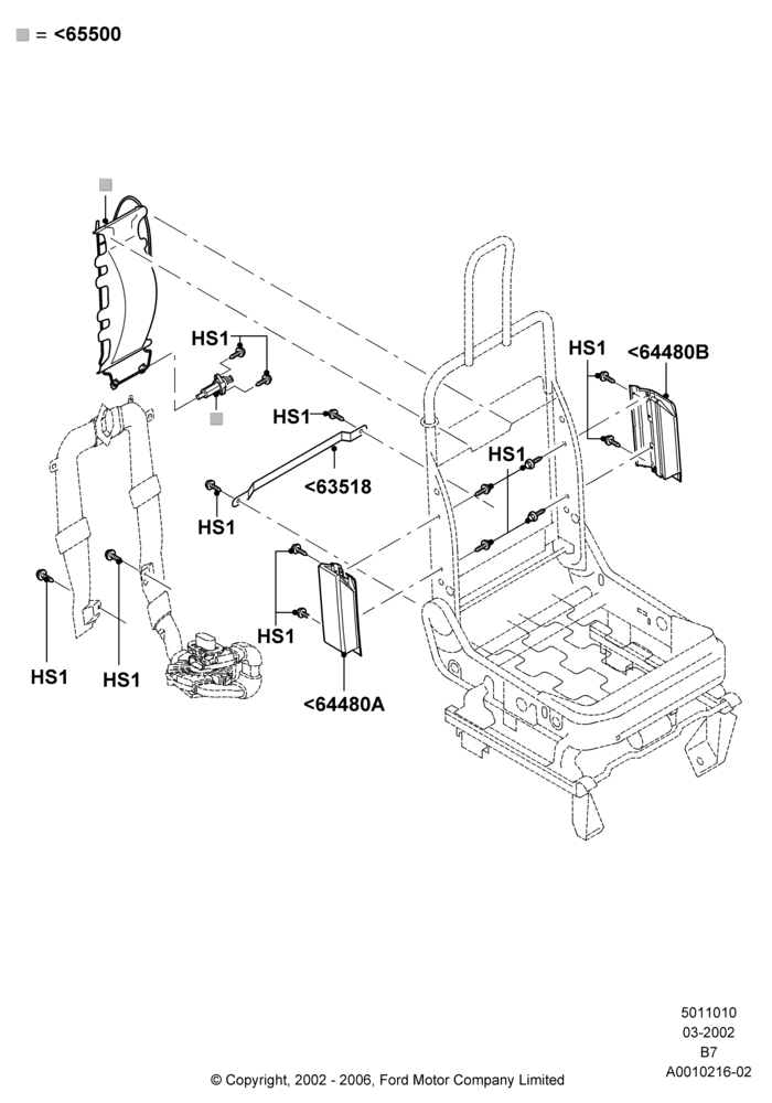 10A - Front Seat Back, With Captain Chair Front Seats, With Drivers Heated And Cooled Seat; 18/MAR/2002-02/AUG/2006