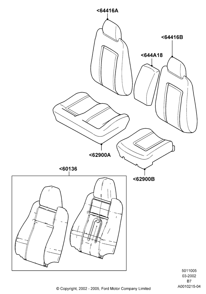 05B - Front Seat Covers, With Split Bench Front Seat; 18/MAR/2002-02/AUG/2006