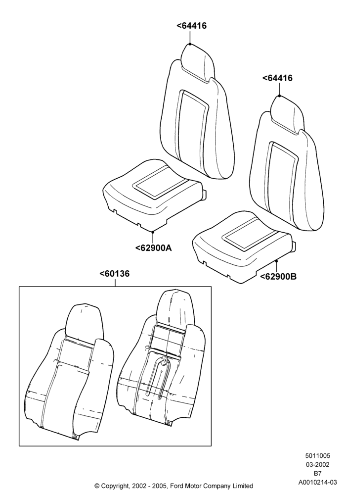 05A - Front Seat Covers, With Captain Chair Front Seats; 18/MAR/2002-02/AUG/2006