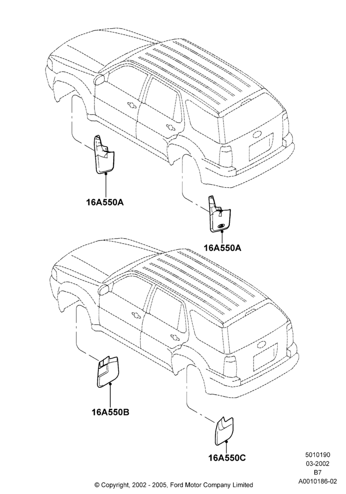 90A - Mudflaps, Accessory Splash Guards; 18/MAR/2002-02/AUG/2006