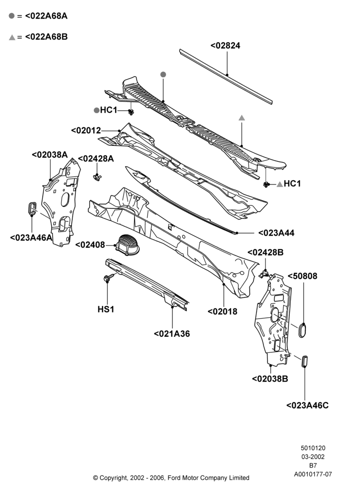 20A - Cowl/Panel and Related Parts; 18/MAR/2002-02/AUG/2006