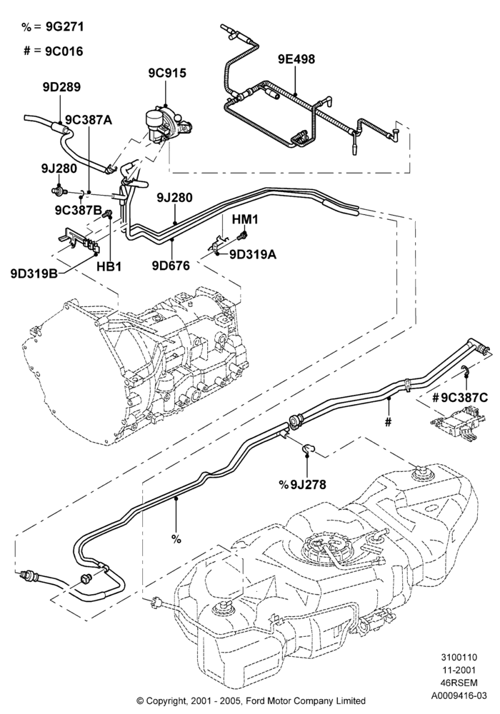 10B - Fuel Lines, 2WD, Romeo 4.6 SOHC EFI, Windsor 4.6 SOHC EFI; 18/MAR/2002-02/AUG/2004