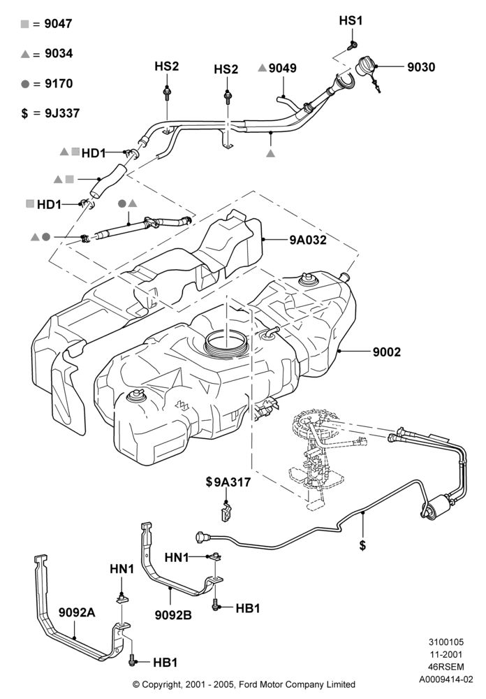 05C - Fuel Tank, Romeo 4.6 SOHC EFI, Windsor 4.6 SOHC EFI; 18/MAR/2002-02/AUG/2004