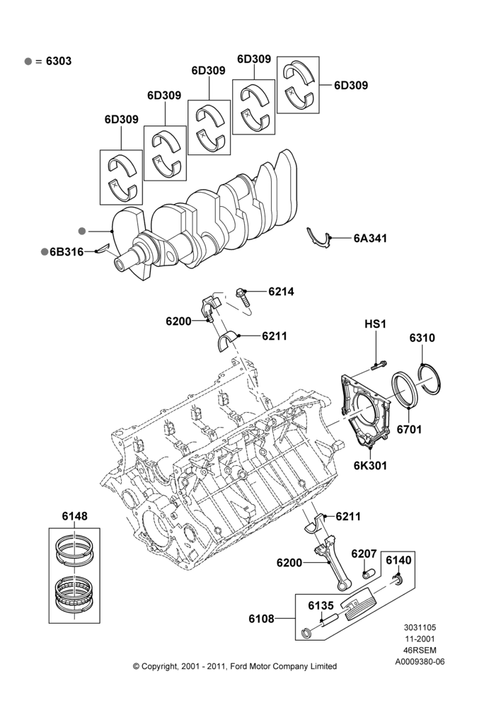 05B - Crankshaft/Pistons and Bearings, Windsor 4.6 SOHC EFI; 18/MAR/2002-02/AUG/2004