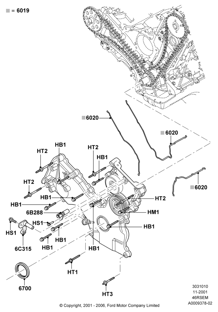 10B - Timing Gear Covers, Romeo 4.6 SOHC EFI, Windsor 4.6 SOHC EFI; 18/MAR/2002-02/AUG/2004