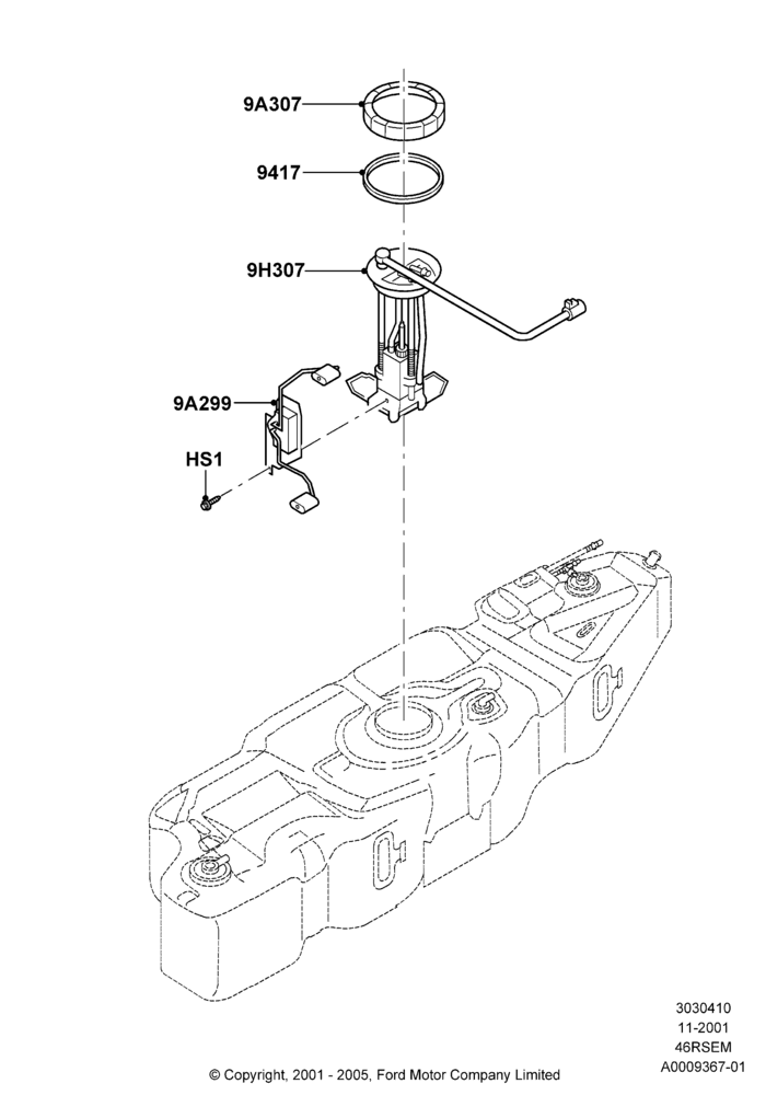 10B - Fuel Pump And Sender Unit, Romeo 4.6 SOHC EFI, Windsor 4.6 SOHC EFI; 18/MAR/2002-04/AUG/2004