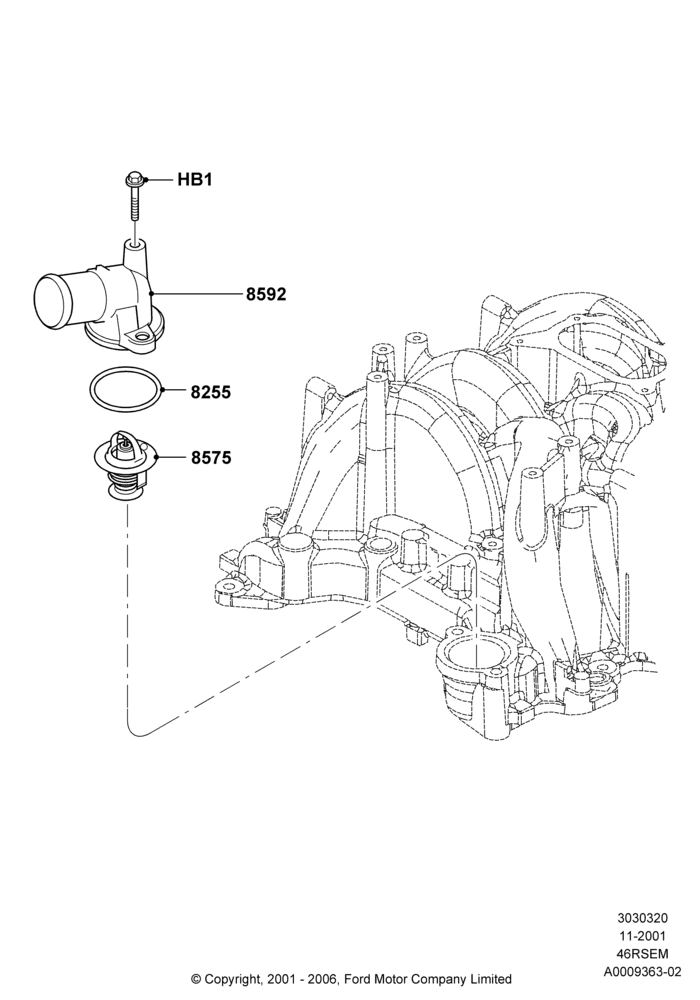 20B - Thermostat/Housing & Related Parts, Romeo 4.6 SOHC EFI, Windsor 4.6 SOHC EFI; 18/MAR/2002-02/AUG/2004