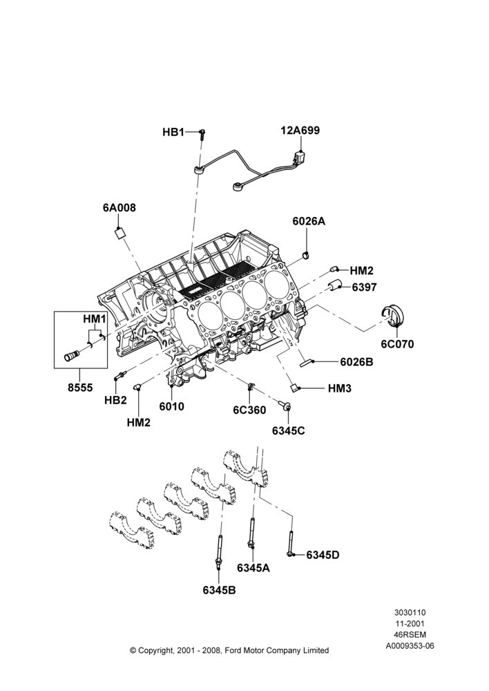 10B - Cylinder Block and Plugs, Romeo 4.6 SOHC EFI; 18/MAR/2002-02/AUG/2004