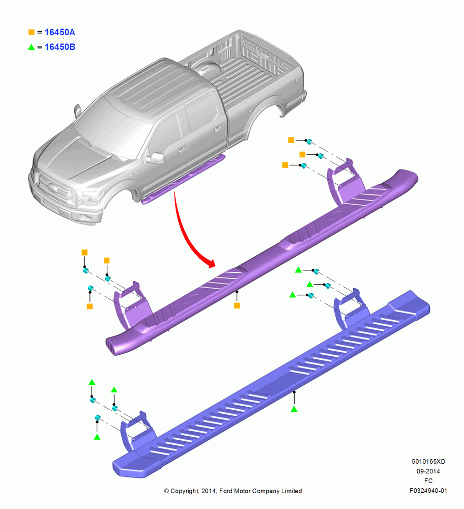 65XD - Running Boards/Side Steps, (+) North American Markets, Crew Cab, Accessory, STEP BAR; 20/OCT/2014