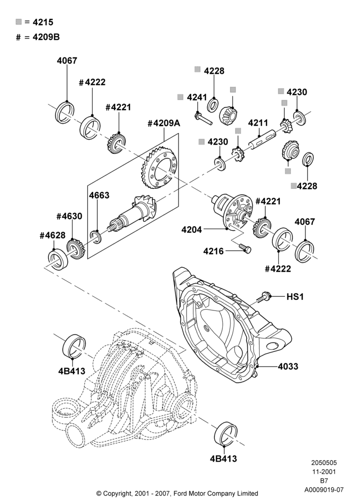 05B - Components - Rear Axle Diff & Carr., Rear Axle Less Limited Slip Diff, With 9.75" Axle; 18/MAR/2002-02/AUG/2006