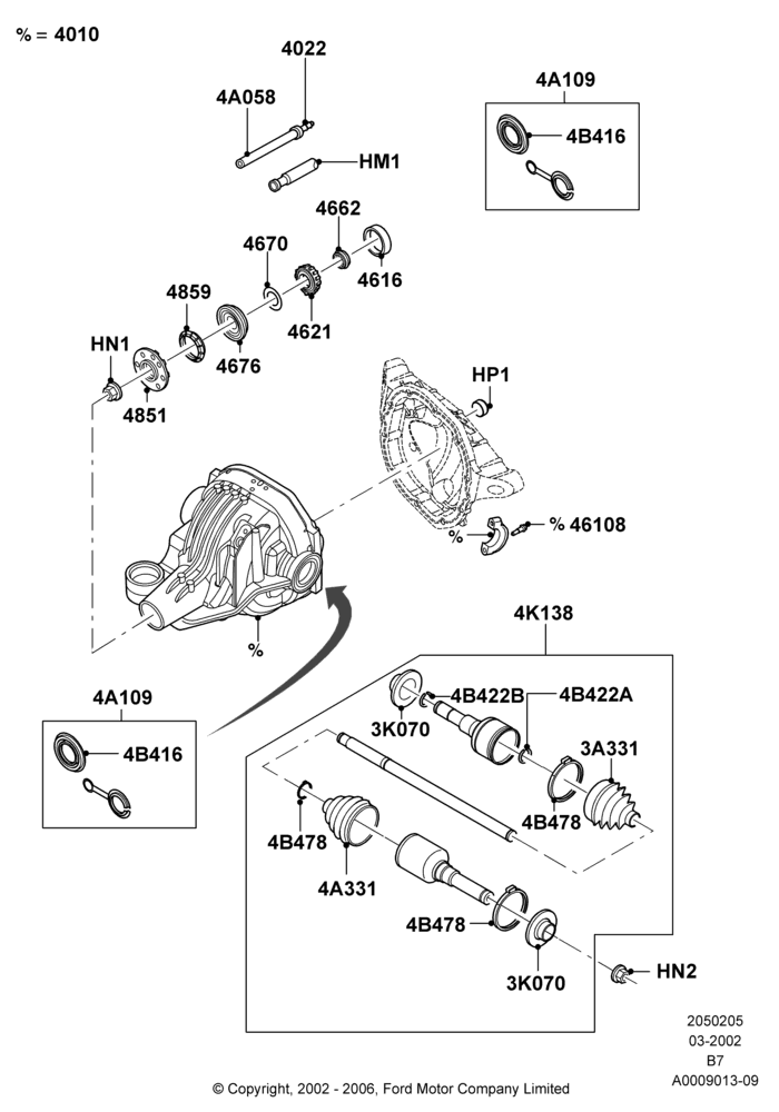 05B - Rear Axle, With 9.75" Axle; 18/MAR/2002-02/AUG/2006