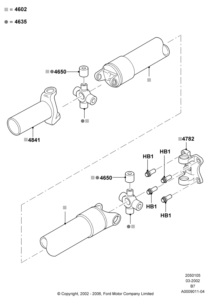 05D - Drive Shaft - Rear Axle Drive, 4WD, All 5.4L Gas Engines; 18/MAR/2002-02/AUG/2006
