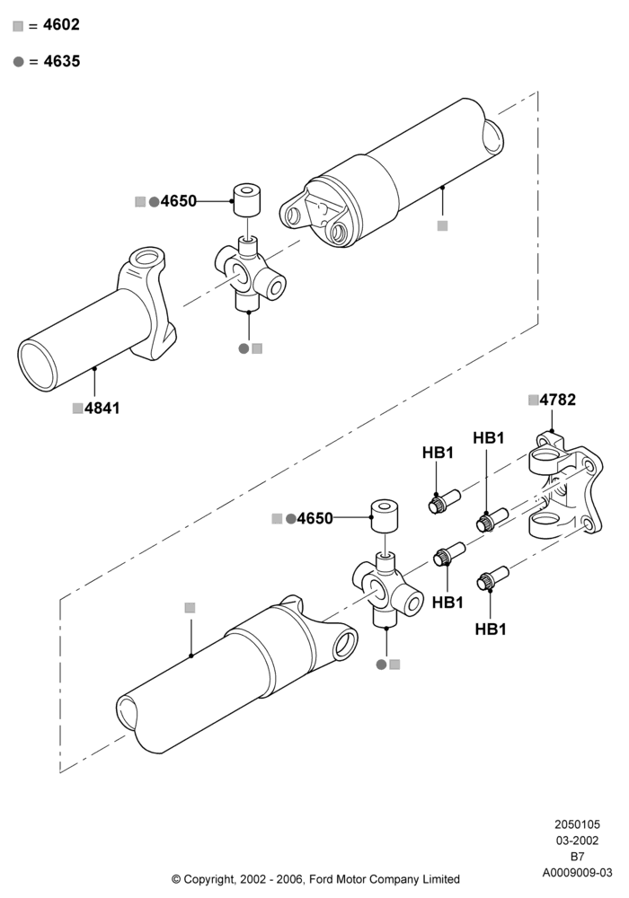 05B - Drive Shaft - Rear Axle Drive, 4WD, Romeo 4.6 SOHC EFI; 18/MAR/2002-02/AUG/2006