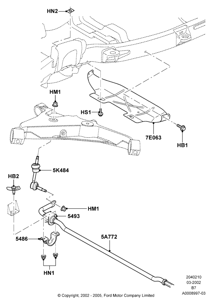 10A - Rear Cross Member & Stabilizer Bar; 18/MAR/2002-02/AUG/2006