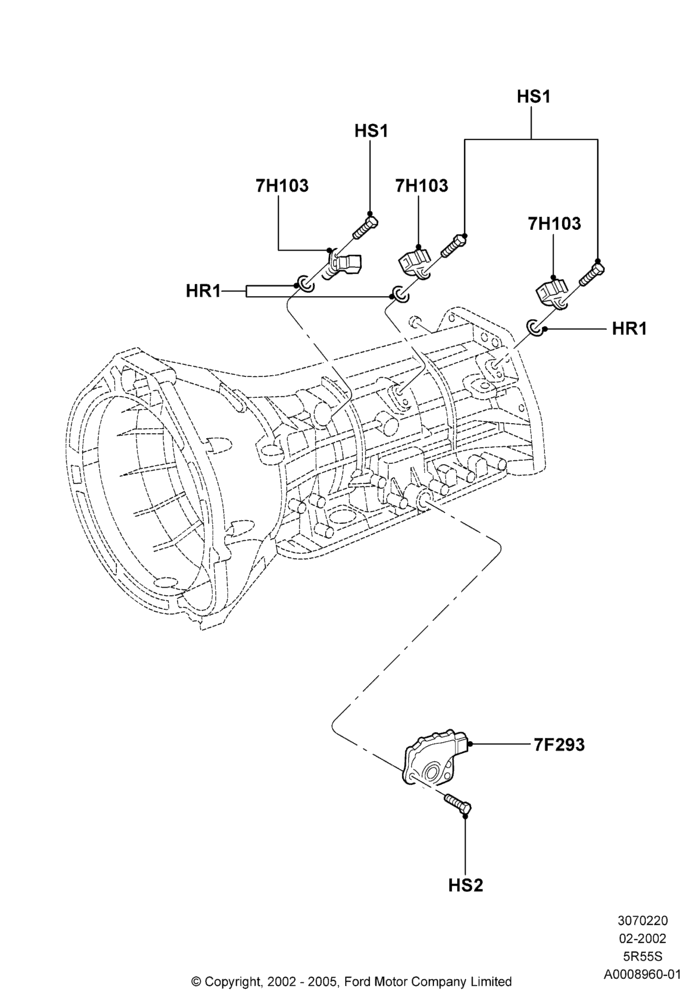 20A - Transmission Modules and Sensors, 5 Speed Auto Transmission 5R55S; 04/MAR/2002-16/DEC/2010