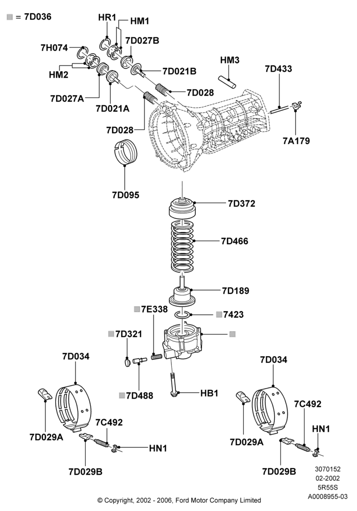 52A - Automatic Transmission Components, 5 Speed Auto Transmission 5R55S; 04/MAR/2002-21/FEB/2003