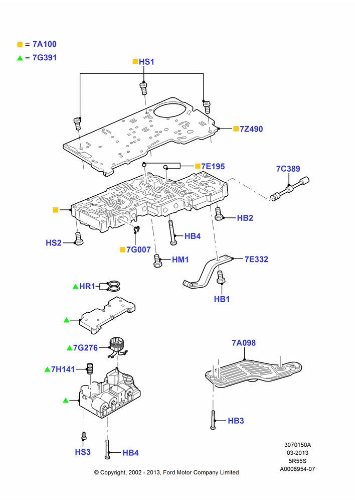 50A - Valve Body - Main Control & Servo's, 5 Speed Auto Transmission 5R55S; 04/MAR/2002-16/DEC/2010
