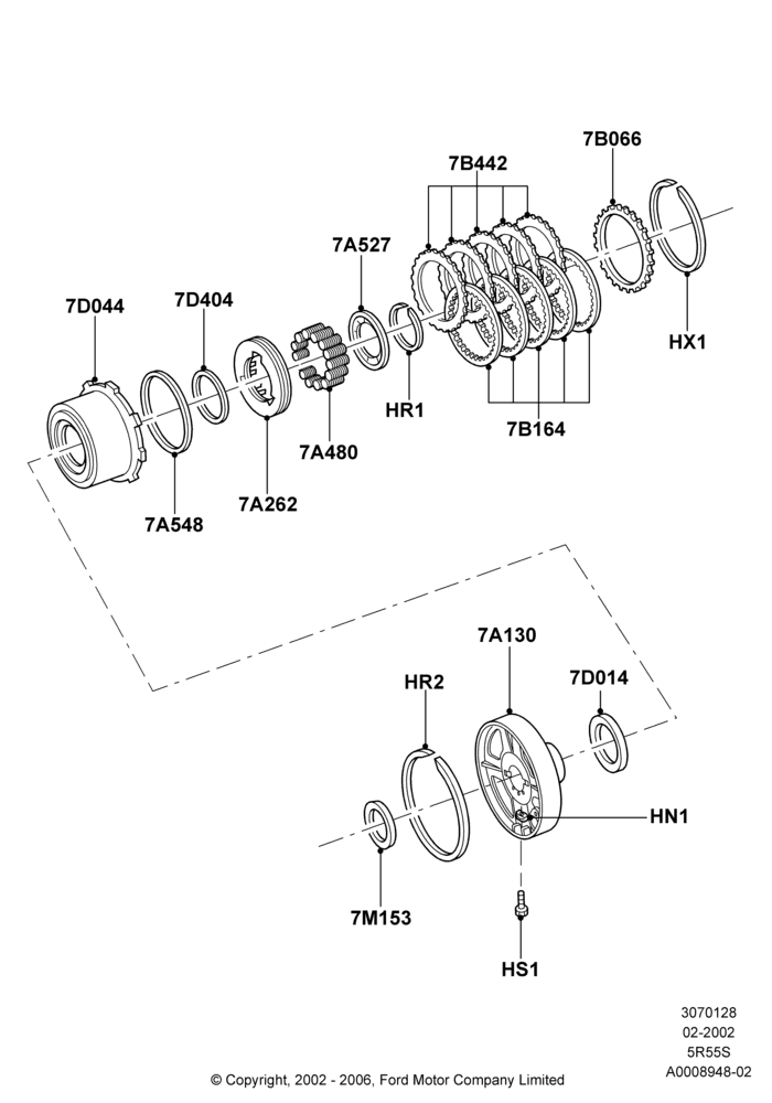 28A - Direct Clutch and Components, 5 Speed Auto Transmission 5R55S; 04/MAR/2002-16/DEC/2010