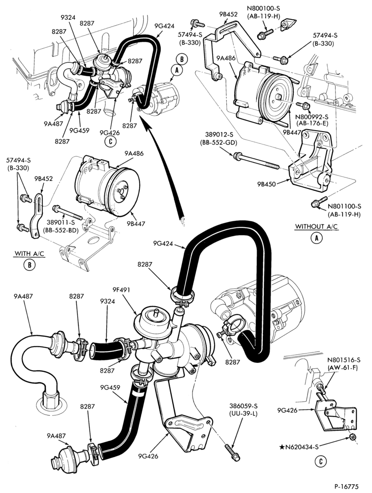 94.1 - 4 CYL. 2.3L (140 C.I.D.)-Thermactor emission (T/E)- with single outlet air pump