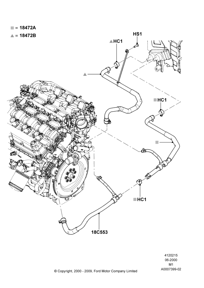 15C - Heater Hoses, 3.0 V6 24V DOHC EFI Modular, All LHD Territories; 12/JUN/2000-22/DEC/2003