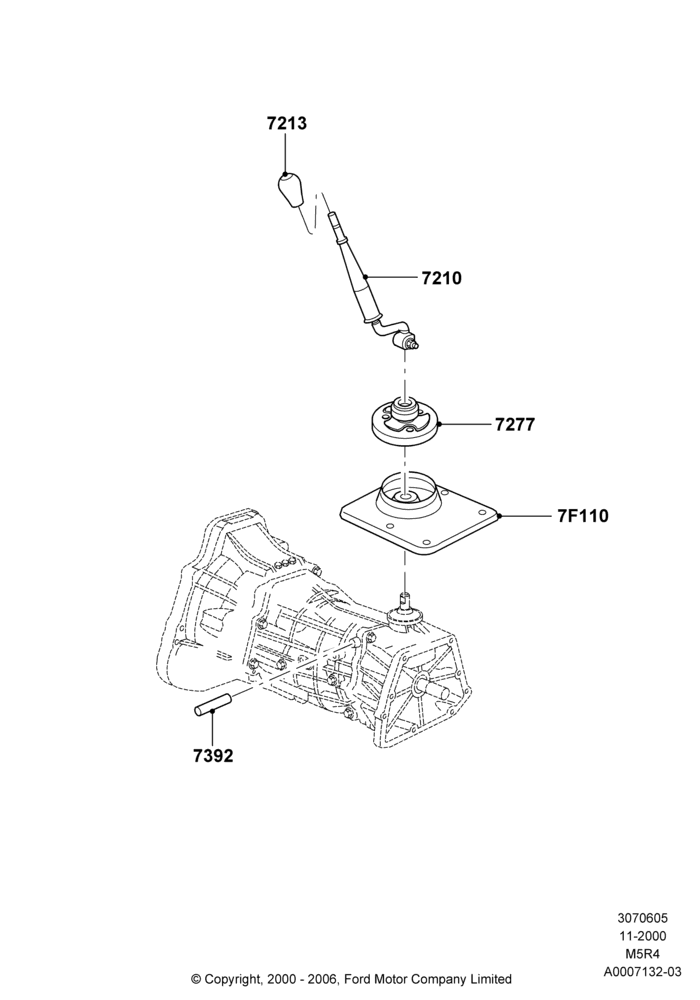 05B - Gear Change Lever - Manual Trans, 5 Speed Manual (M5R4), Upper Shift Lever; 13/NOV/2000-19/AUG/2002