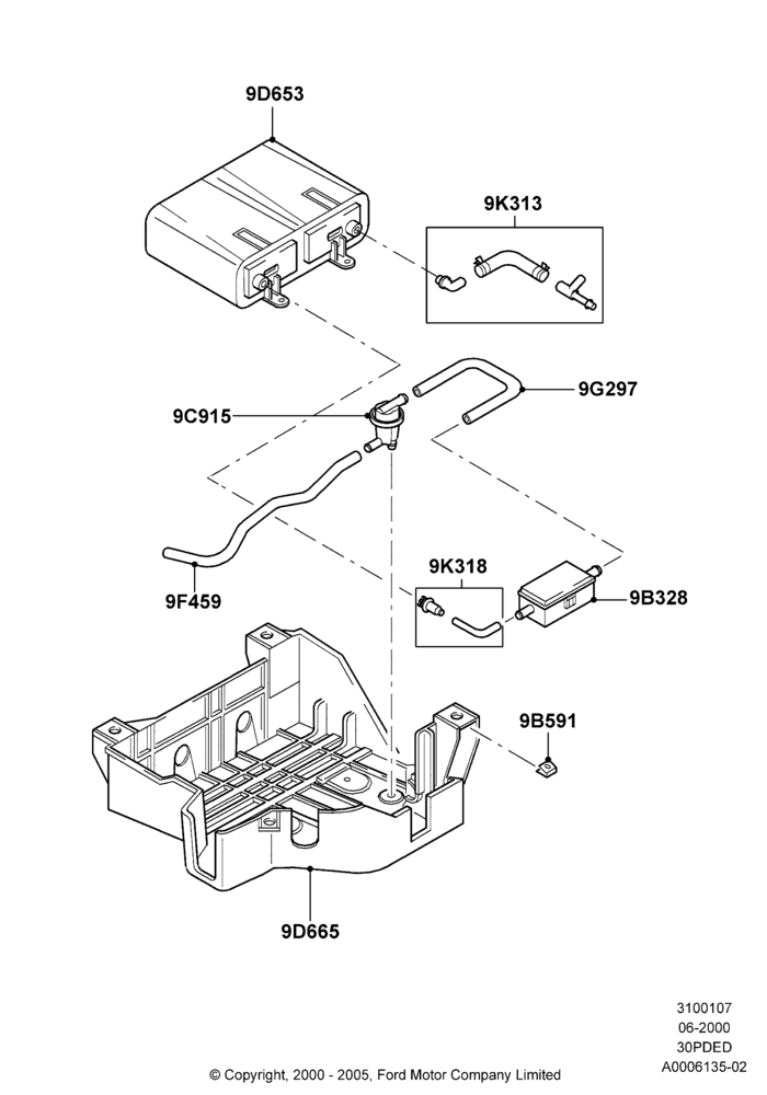 07B - Fuel Vapour System, (+) North American Markets, 3.0 V6 24V DOHC EFI Modular, For Leaded Fuel; 12/JUN/2000-23/DEC/2003