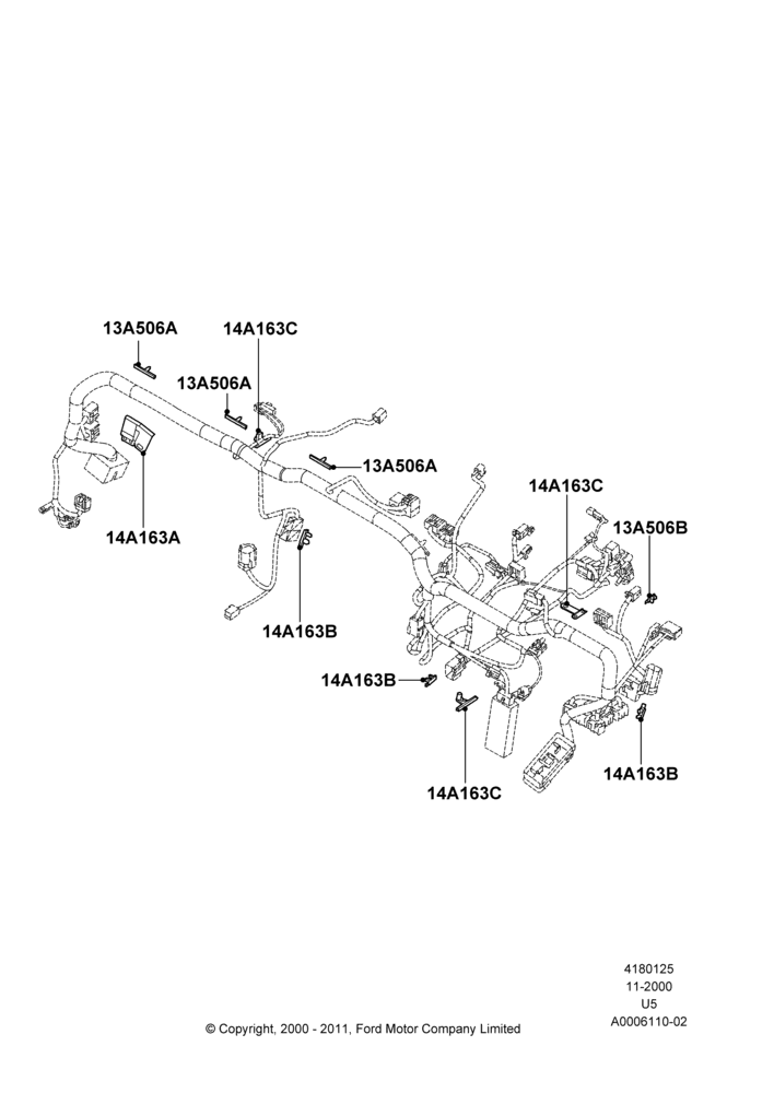 Wiring Clamps, (+) North American Markets, 14401 Harness