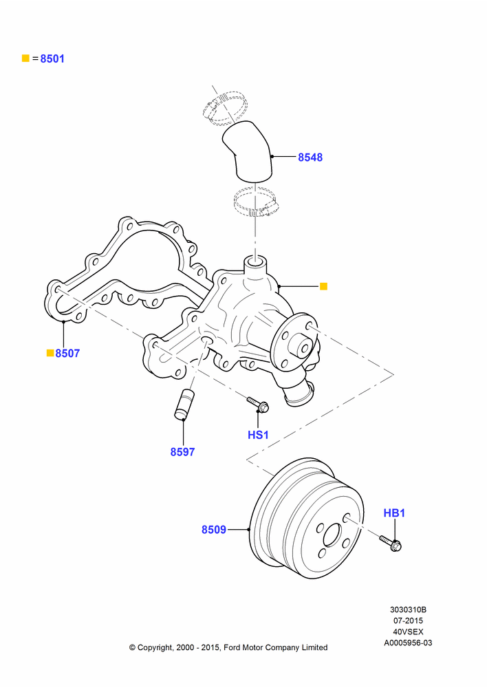 10B - Water Pump, 4.0L V6 12V SOHC EFI; 13/NOV/2000-16/DEC/2010