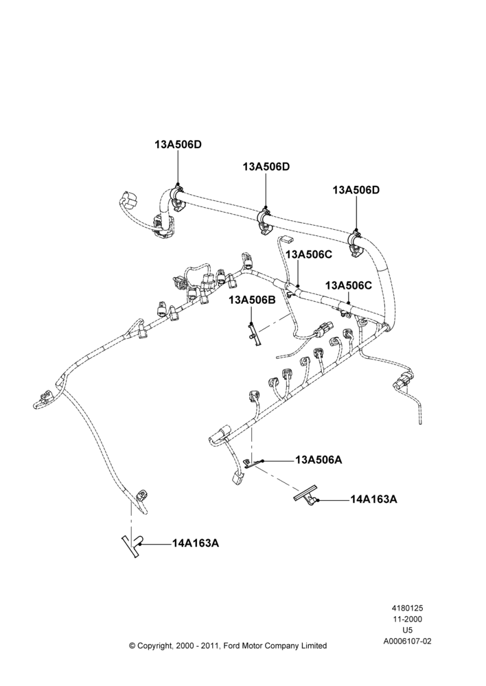 Wiring Clamps, Romeo 4.6 SOHC EFI, 12A581 Wiring Harness