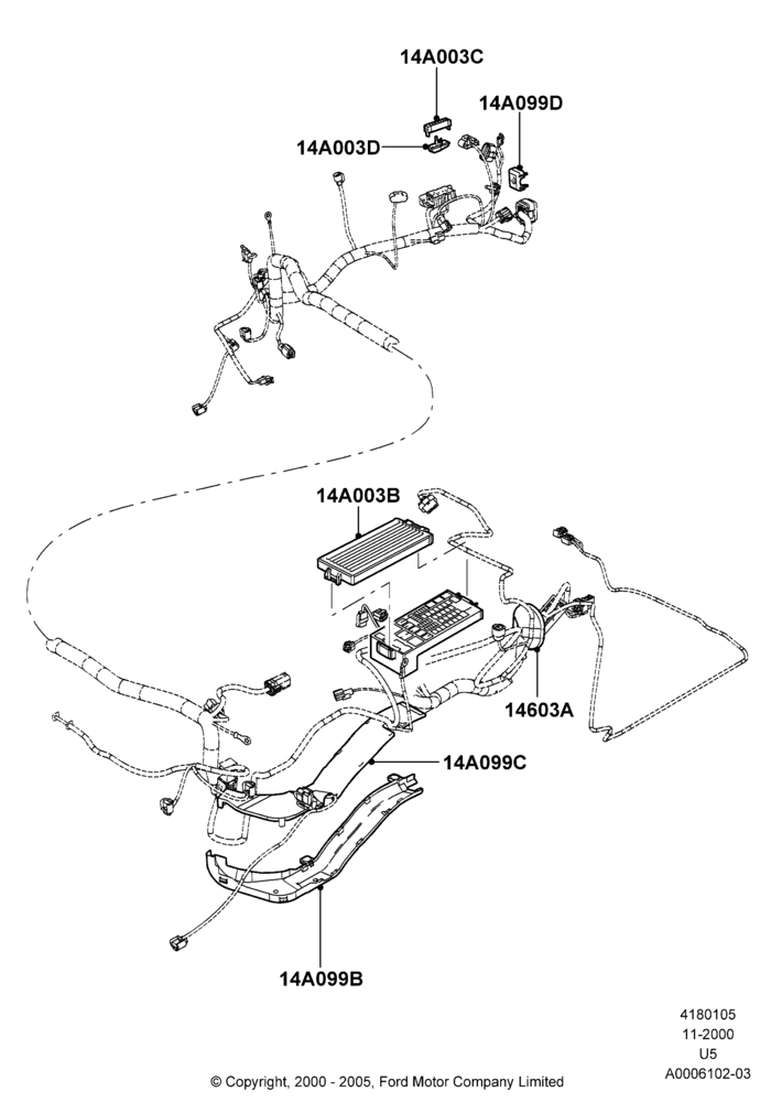 05C - Wiring Covers, 4.0L V6 12V SOHC EFI, 14398 Harness; 13/NOV/2000-19/JUL/2005