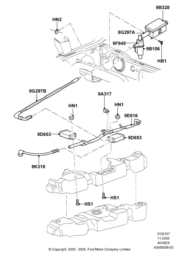 07C - Fuel Vapour System, 4.0L V6 12V SOHC EFI; 13/NOV/2000-04/AUG/2003