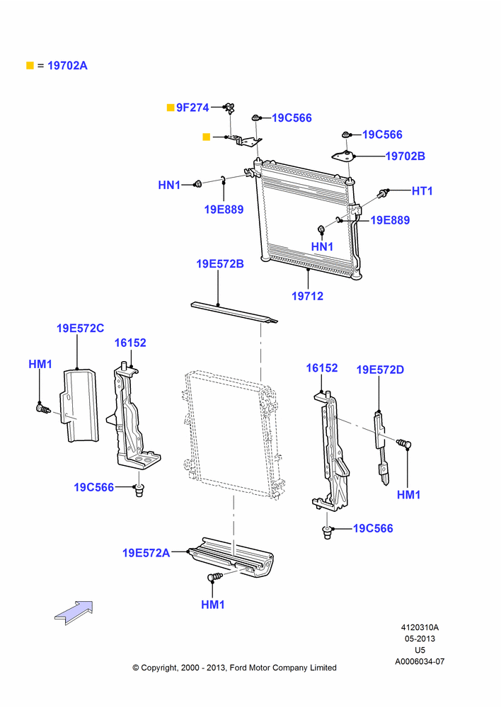10A - Air Conditioning Condensr/Compressr, Condenser Assy; 13/NOV/2000-19/JUL/2005