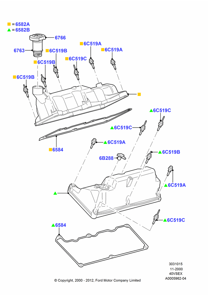 15B - Cylinder Head Cover, 4.0L V6 12V SOHC EFI; 13/NOV/2000-16/DEC/2010