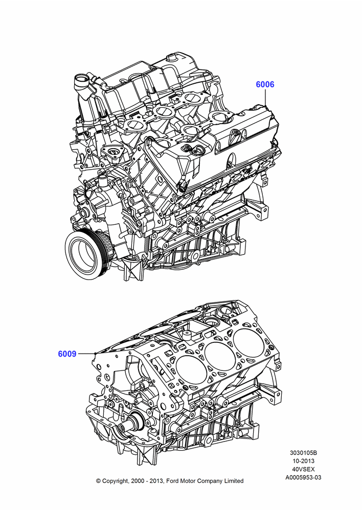 05B - Service Engine and Short Block, 4.0L V6 12V SOHC EFI; 13/NOV/2000-16/DEC/2010