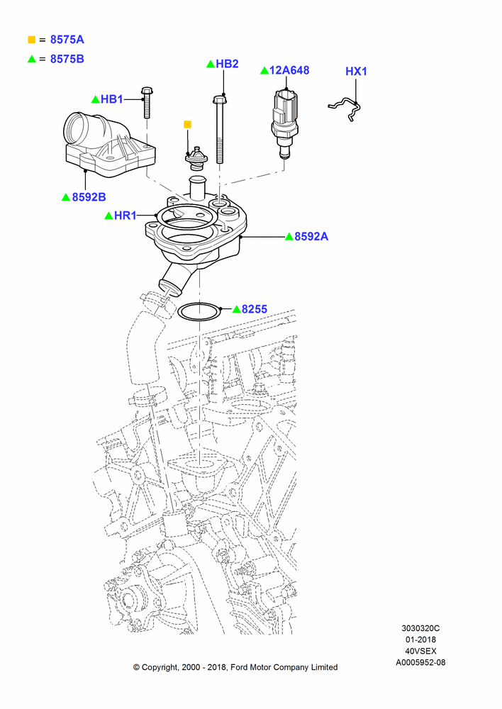 20C - Thermostat/Housing & Related Parts, 4.0L V6 12V SOHC EFI; 13/NOV/2000-16/DEC/2010