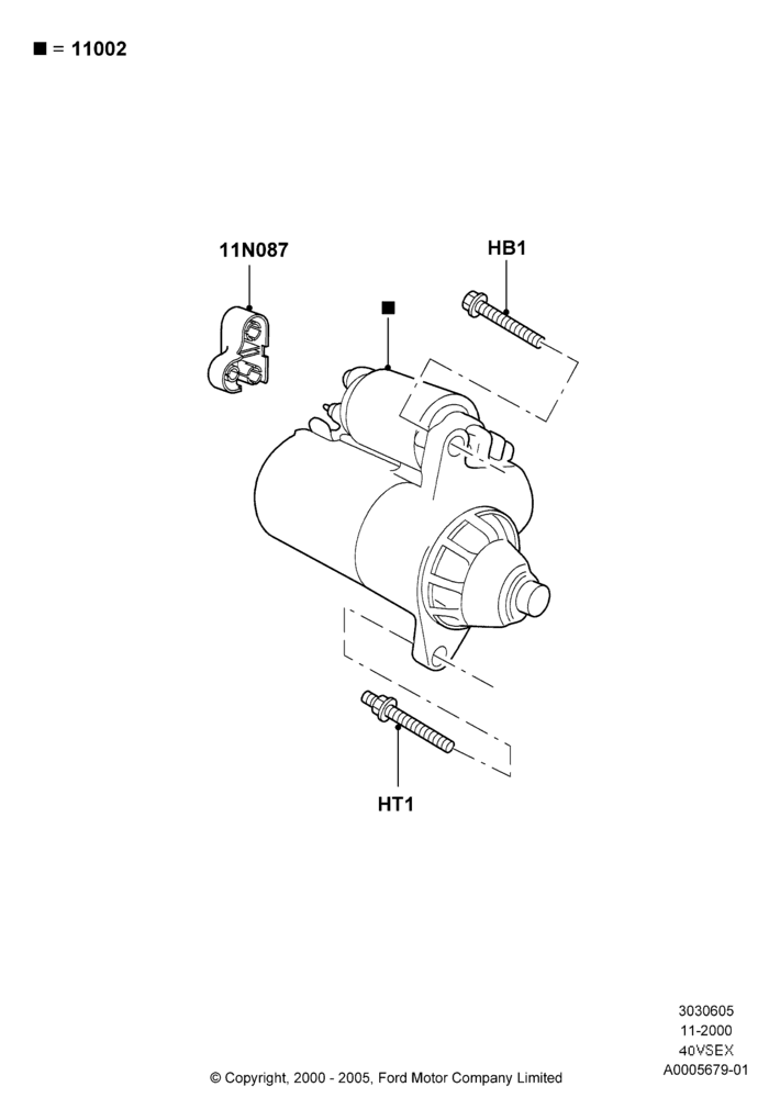 05B - Starter Motor, 4.0L V6 12V SOHC EFI; 13/NOV/2000-19/JUL/2005