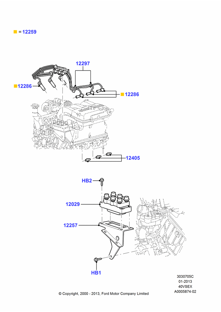 05C - Ignition Coil and Wires/Spark Plugs, 4.0L V6 12V SOHC EFI; 13/NOV/2000-16/DEC/2010