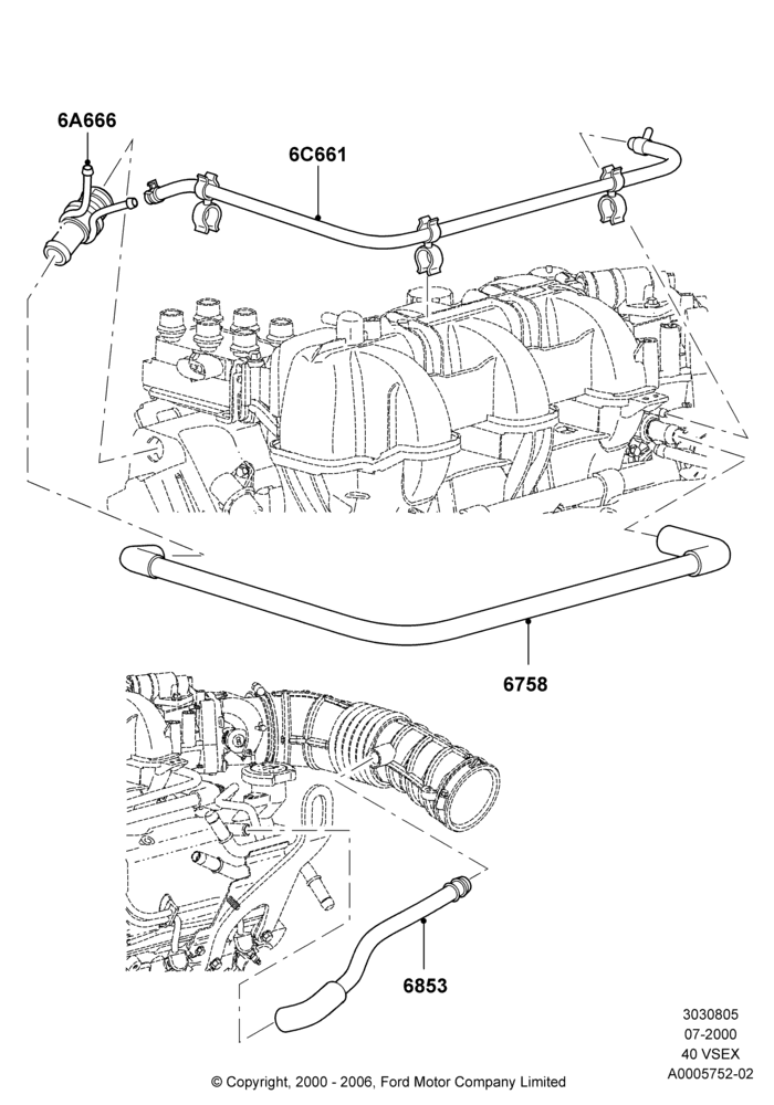 05B - Emission Control - Crankcase, 4.0L V6 12V SOHC EFI; 24/JUL/2000-04/AUG/2003