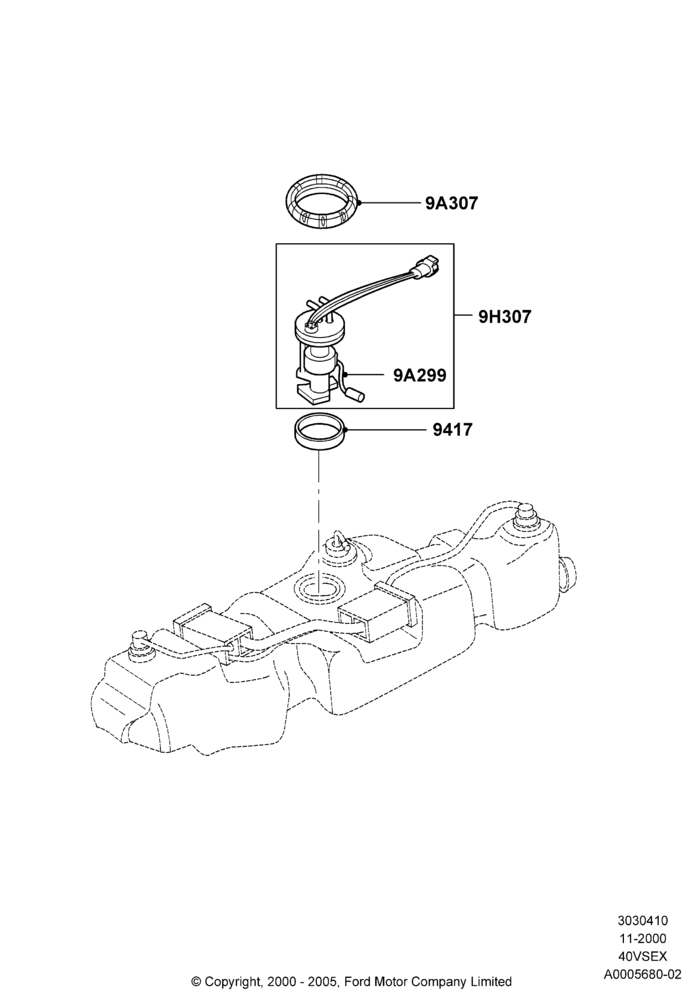 10B - Fuel Pump And Sender Unit, 4.0L V6 12V SOHC EFI; 13/NOV/2000-04/AUG/2003