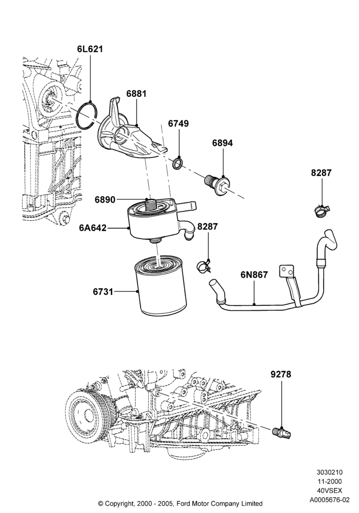 10B - Oil Cooler and Filter, 4.0L V6 12V SOHC EFI; 13/NOV/2000-16/DEC/2010