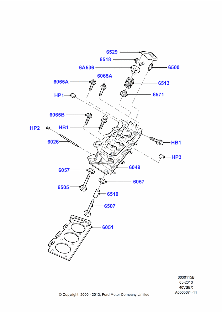 15B - Cylinder Head, 4.0L V6 12V SOHC EFI; 13/NOV/2000-16/DEC/2010
