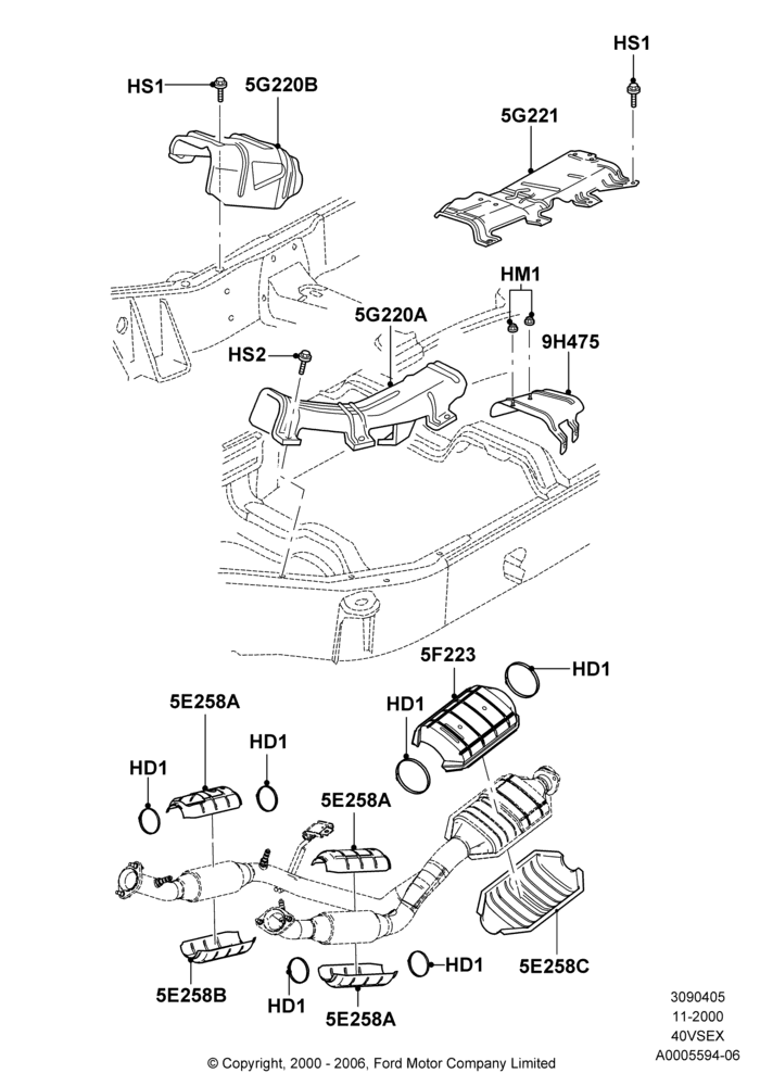 Heat Shields - Exhaust System, 4.0L V6 12V SOHC EFI